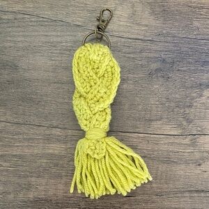 Handcrafted•Bright Green•Crocheted•Braided Keychain